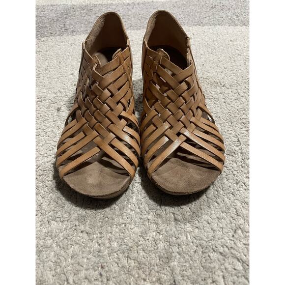 Chocolate Blu Tide Strappy Sandals Womens Sz 7 Shoes Leather Tan Brown Gladiator - Picture 4 of 12